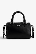 XS Sunny Bag - Black leather handbag with top handle and detachable strap.