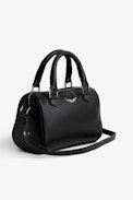 XS Sunny Bag - Black leather handbag with top handle and detachable strap.