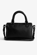 XS Sunny Bag - Black leather handbag with top handle and detachable strap.