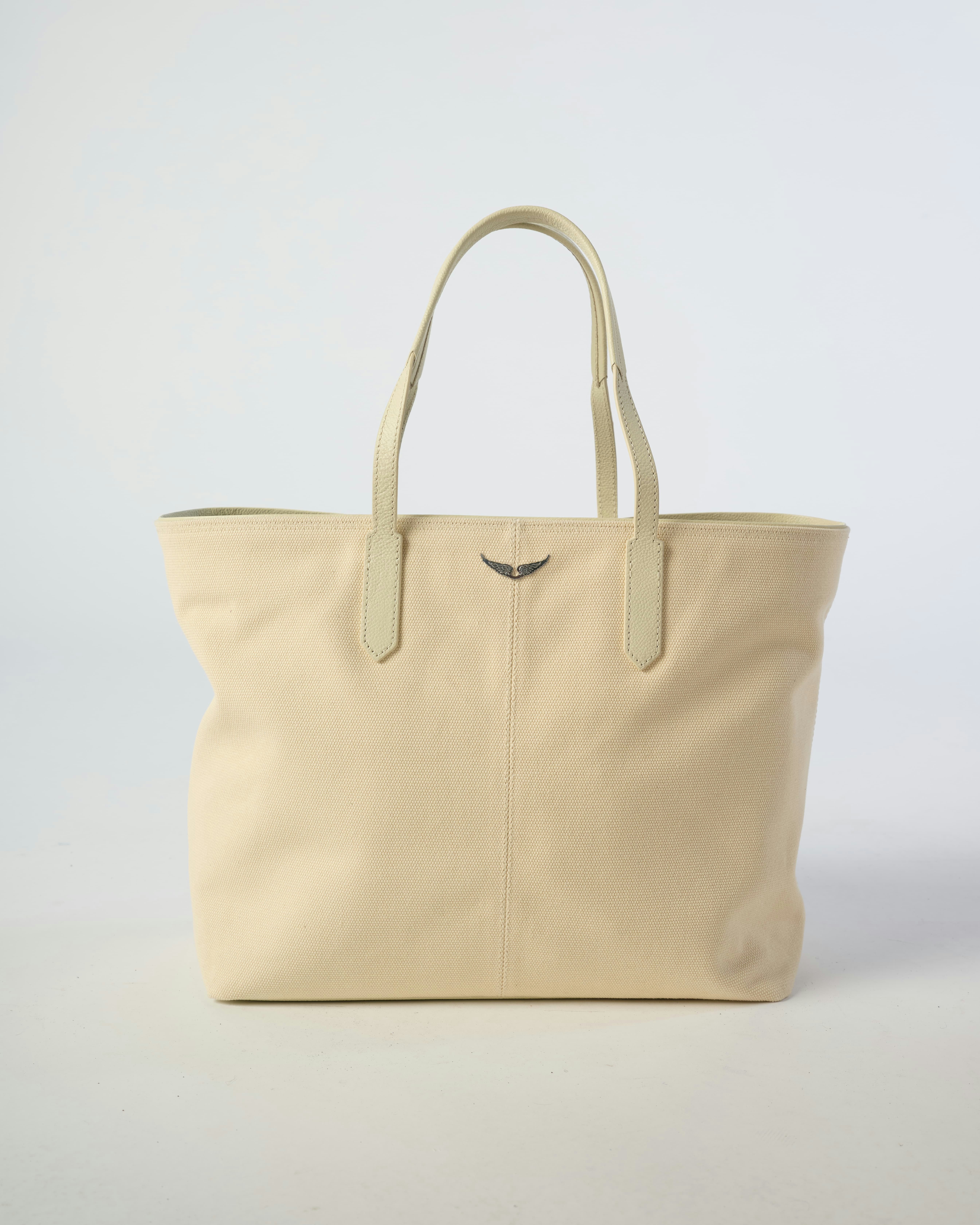 Mick Canvas Bag - Canvas tote bag with leather straps.