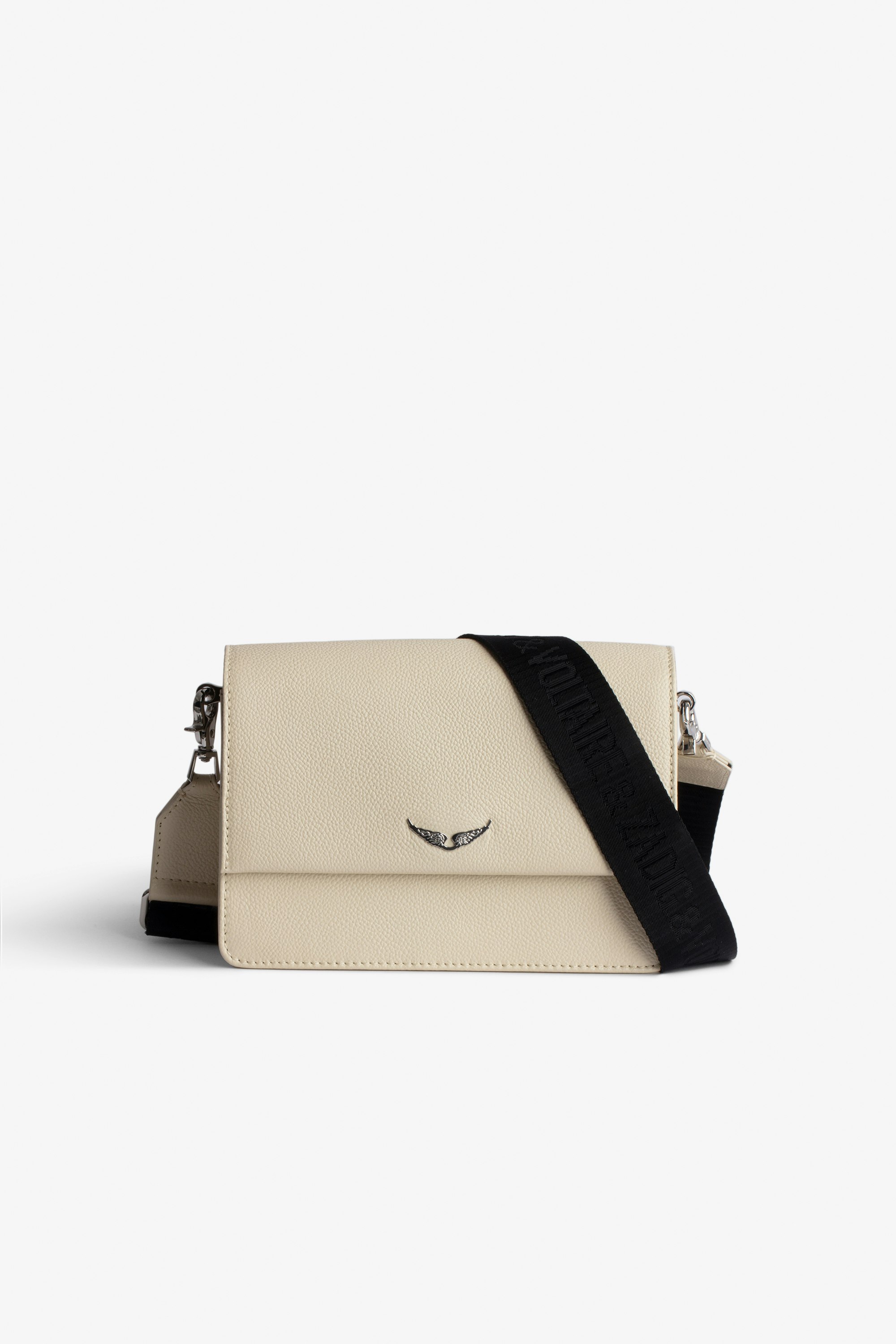 Lolita Wings Bag - White leather bag with nylon crossbody strap.