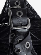 Le Cecilia XL Galactic Quilted Bag - Women’s oversized bag in black satin with shoulder strap and metal C buckle.
