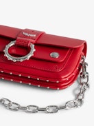 Kate Wallet Bag - Designed by Kate Moss for Zadig&Voltaire.  Women’s red smooth leather mini bag with metal chain and iguana-embossed leather loop.
