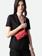Kate Wallet Bag - Designed by Kate Moss for Zadig&Voltaire.  Women’s red smooth leather mini bag with metal chain and iguana-embossed leather loop.