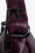 Le Cecilia XS Obsession Bag - Women’s small burgundy smooth leather bag with shoulder strap and metal C buckle.