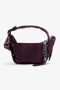 Le Cecilia XS Obsession Bag - Women’s small burgundy smooth leather bag with shoulder strap and metal C buckle.