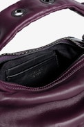 Le Cecilia XS Obsession Bag - Women’s small burgundy smooth leather bag with shoulder strap and metal C buckle.