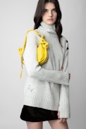 Borsa Le Cecilia XS Obsession - Piccola borsa in pelle liscia gialla con tracolla e fibbia in metallo a C da donna.
