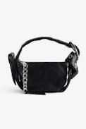 Borsa Le Cecilia XS Obsession - Piccola borsa in pelle liscia nera con tracolla e fibbia in metallo a C da donna.