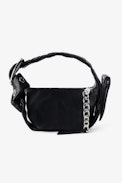 Borsa Le Cecilia XS Obsession - Piccola borsa in pelle liscia nera con tracolla e fibbia in metallo a C da donna.