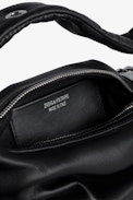 Borsa Le Cecilia XS Obsession - Piccola borsa in pelle liscia nera con tracolla e fibbia in metallo a C da donna.