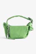 Le Cecilia XS Obsession Bag - Women’s small green smooth leather bag with shoulder strap and metal C buckle.