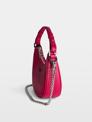 Moonrock Bag - Half-moon bag in leather with short handle, shoulder strap, chain and signature wings detail.