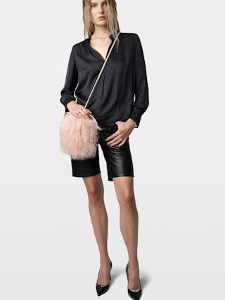 Rock To Go Frenzy Shearling Bag - Small bucket bag with drawstring and shoulder strap.