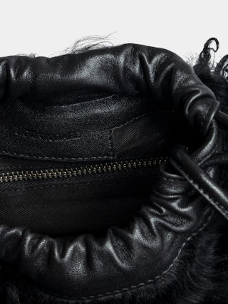Rock To Go Frenzy Shearling Bag - Small bucket bag in leather with drawstring and shoulder strap.