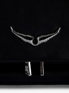 Rock Nano Eternal Clutch - Small black smooth leather clutch with tied handle and chain.