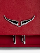 Rock Nano Eternal Clutch - Small red smooth leather clutch with tied handle and chain.