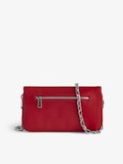 Rock Nano Eternal Clutch - Small red smooth leather clutch with tied handle and chain.