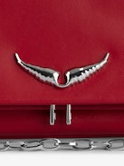 Pochette Rock Eternal - Pochette in pelle liscia rossa con doppia tracolla in pelle e catena.