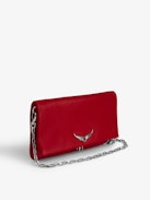 Pochette Rock Eternal - Pochette in pelle liscia rossa con doppia tracolla in pelle e catena.