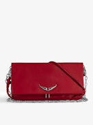 Pochette Rock Eternal - Pochette in pelle liscia rossa con doppia tracolla in pelle e catena.