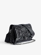 Rocky Glossy Wild Quilted Bag - Women’s black quilted python-effect patent leather bag with shoulder strap and chain.