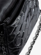 Rocky Glossy Wild Quilted Bag - Women’s black quilted python-effect patent leather bag with shoulder strap and chain.