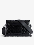 Rocky Glossy Wild Quilted Bag - Women’s black quilted python-effect patent leather bag with shoulder strap and chain.