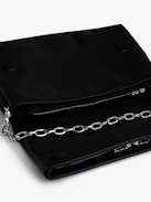 Borsa Rocky Eternal - Borsa in pelle liscia nera con manico annodato e tracolla con catena.