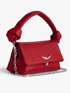 Borsa Rocky Eternal - Borsa in pelle liscia rossa con cinghia annodata e tracolla con catena.