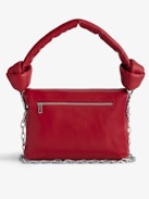 Borsa Rocky Eternal - Borsa in pelle liscia rossa con cinghia annodata e tracolla con catena.