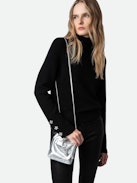 Rock To Go Metallic Bag - Women’s small silver bucket bag in metallic silver leather with drawstrings and a shoulder strap.