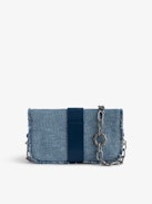 Tasche Kate Wallet Denim - Designed by Kate Moss for Zadig&Voltaire.  Mini-Handtasche aus Glitter-Denim mit Metallkette, Lederschlaufe und Fransen.