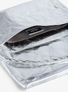 Rock Eternal XL Metallic Clutch - Rock silver metallic crinkled leather clutch with double leather and chain strap.