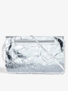 Rock Eternal XL Metallic Clutch - Rock silver metallic crinkled leather clutch with double leather and chain strap.