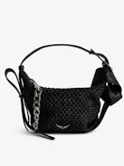 Le Cecilia XS Bag - Small black basket-style bag with leather shoulder strap and metallic C buckle.