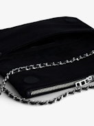 Rock Suede Clutch - Rock black suede clutch bag with double leather and metal chain strap.