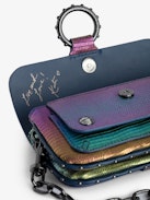 Kate Wallet Embossed Metallic Bag - Women’s rainbow iguana-embossed metallic leather mini bag with metal chain and leather loop.