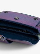 Kate Wallet Embossed Metallic Bag - Women’s rainbow iguana-embossed metallic leather mini bag with metal chain and leather loop.