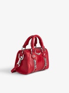 Sunny Nano #2 Bag - Small red vintage-effect patent leather bag with short handles and shoulder strap.
