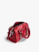 Sunny Nano #2 Bag - Small red vintage-effect patent leather bag with short handles and shoulder strap.