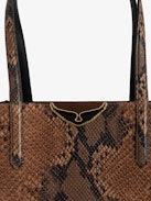 Le Borderline Bag - Faux snakeskin, brown leather tote bag embellished with wings in gilded metal and black enamel.