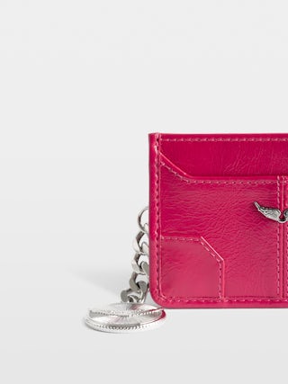 Kartenetui Sunny Pass Vintage Patent - Kartenetui aus Lackleder mit Vintage-Effekt, Medaillon-Charm und Wings-Signatur.