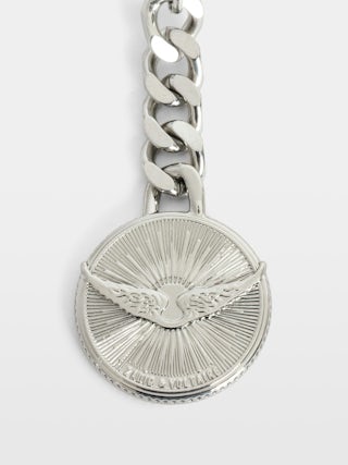 Sunny Mini Vintage Patent Wallet - Vintage-effect patent leather card holder with medallion charm and wing signatures.