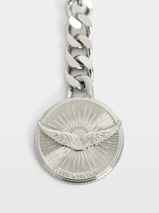 Sunny Mini Vintage Patent Wallet - Vintage-effect patent leather card holder with medallion charm and wing signatures.