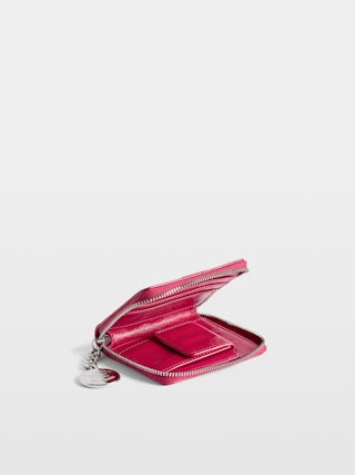 Sunny Mini Vintage Patent Wallet - Vintage-effect patent leather coin purse with medallion and Wings signature.