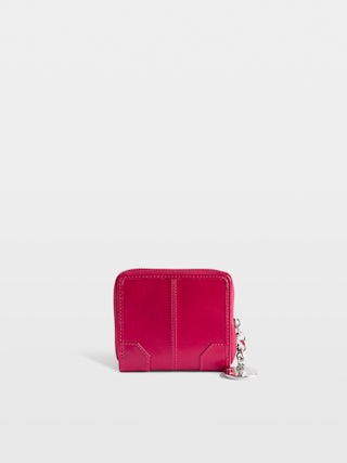 Sunny Mini Vintage Patent Wallet - Vintage-effect patent leather coin purse with medallion and Wings signature.