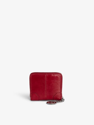 Sunny Mini Wallet - Vintage-effect patent leather purse with medallion and signature wings.