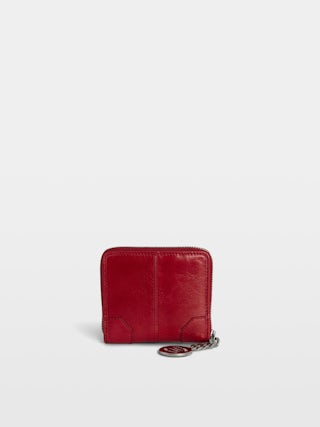 Sunny Mini Vintage Patent Wallet - Vintage-effect patent leather card holder with medallion charm and wing signatures.