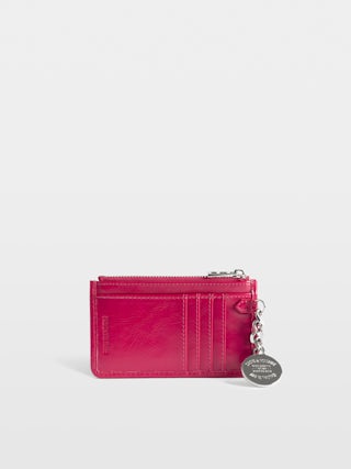 Sunny Card Cardholder Vintage Patent - Vintage-effect patent leather card holder with medallion and Wings signature.